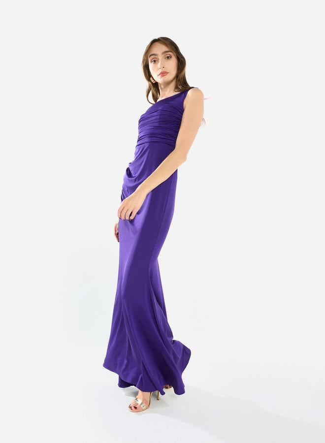 House of Moda Women One Shoulder Draped Evening Maxi Dress - Image 3